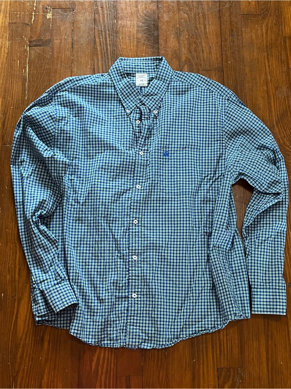 Brooks Brother’s Men’s Blue Gingham Button-Down Shirt - Classic Long Sleeve